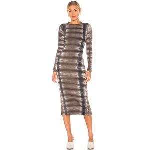 Young Fabulous & Broke ‘Dax’ Midi Dress Green Tie Dye Long Sleeve Dress